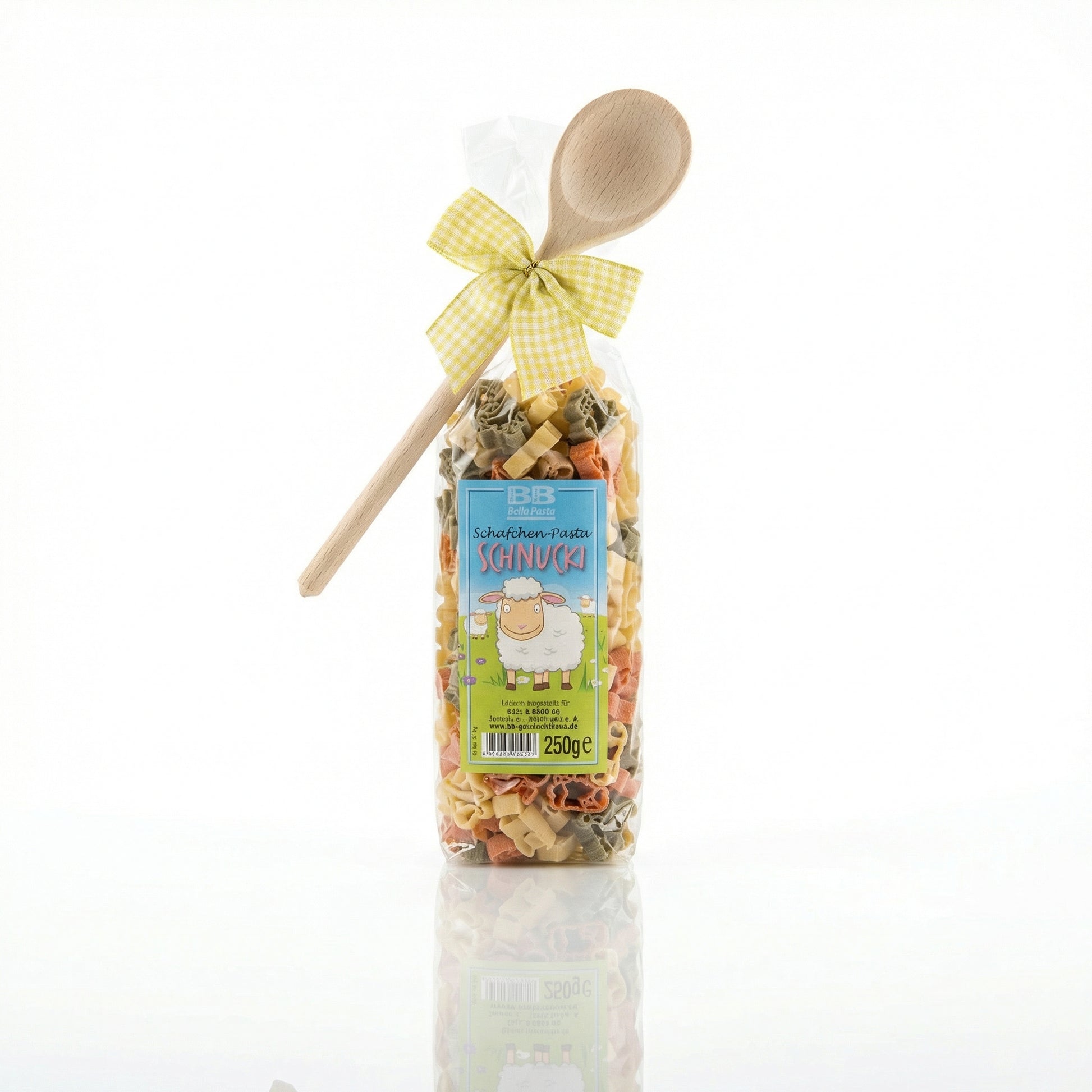 motivnudeln schaf mit kochlöffel und masche