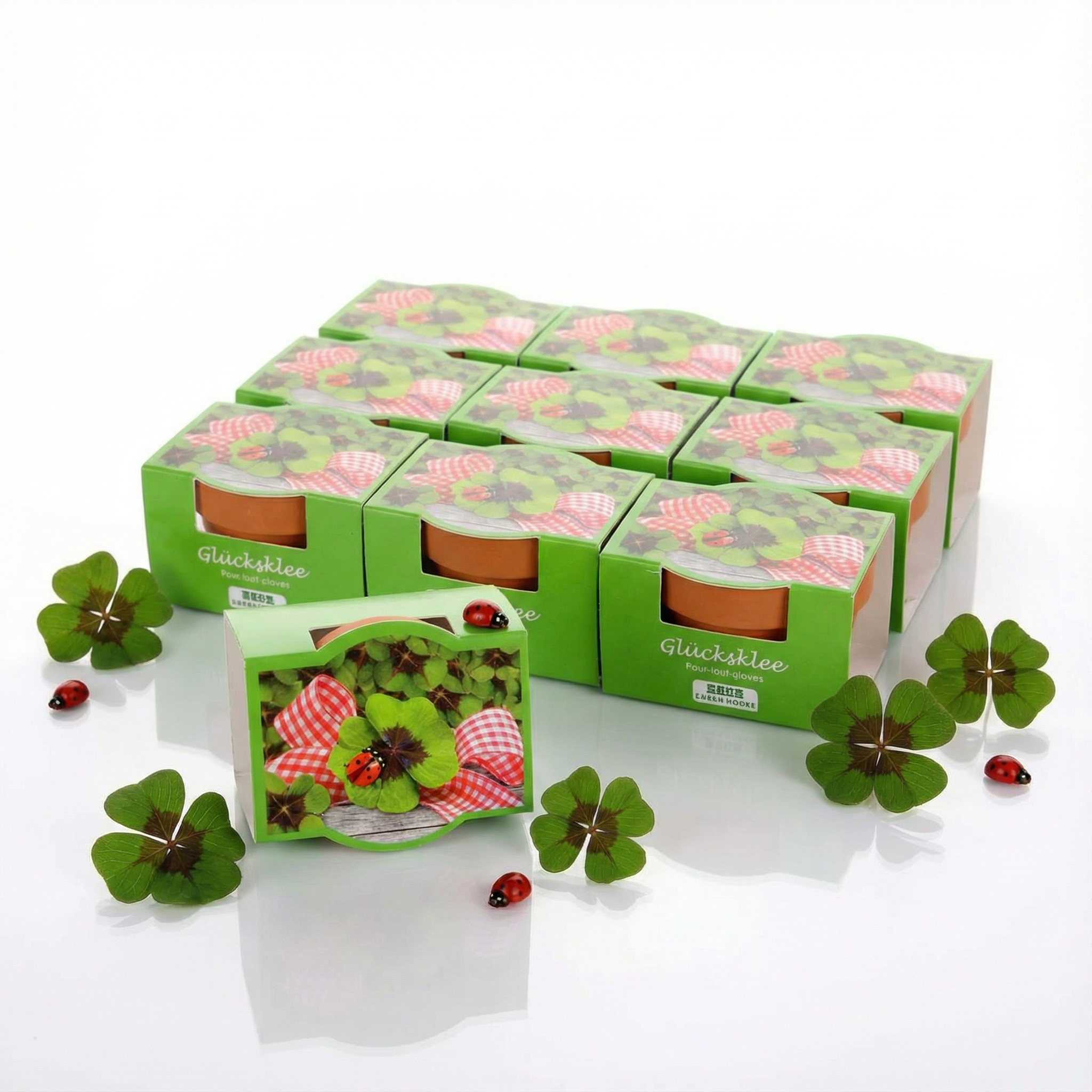 10er Set Mini-Pflanzset "Glücksklee"