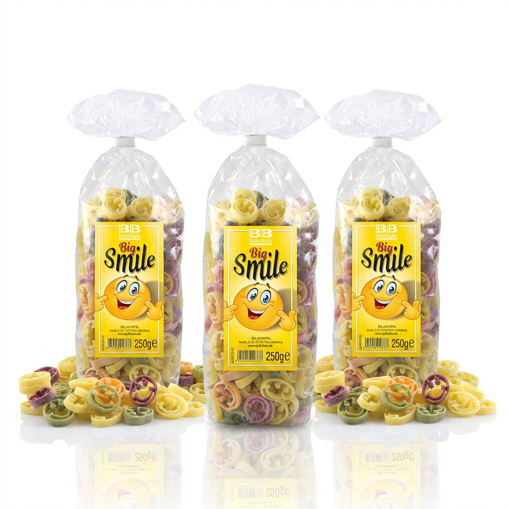 3 x Pasta mit Smiley-Motiv
