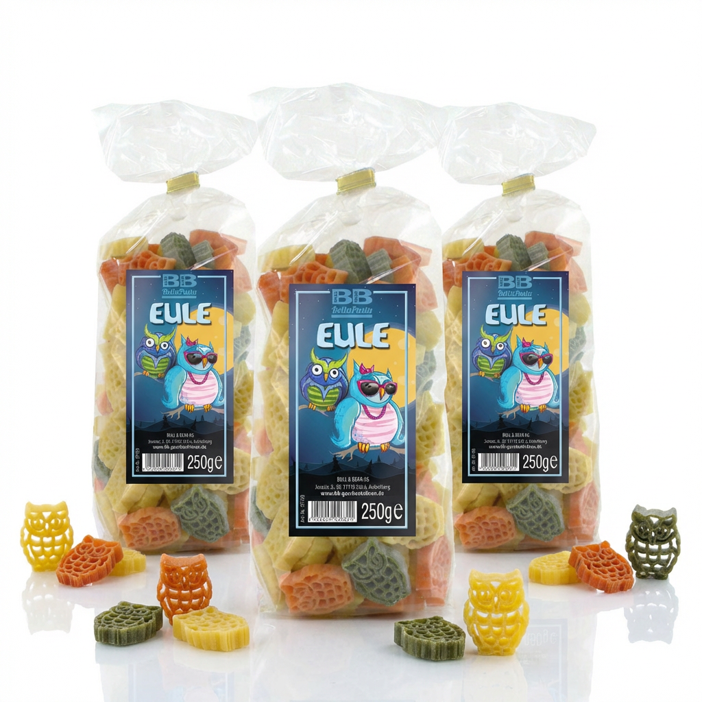 3 x Pasta mit Eulen-Motiv