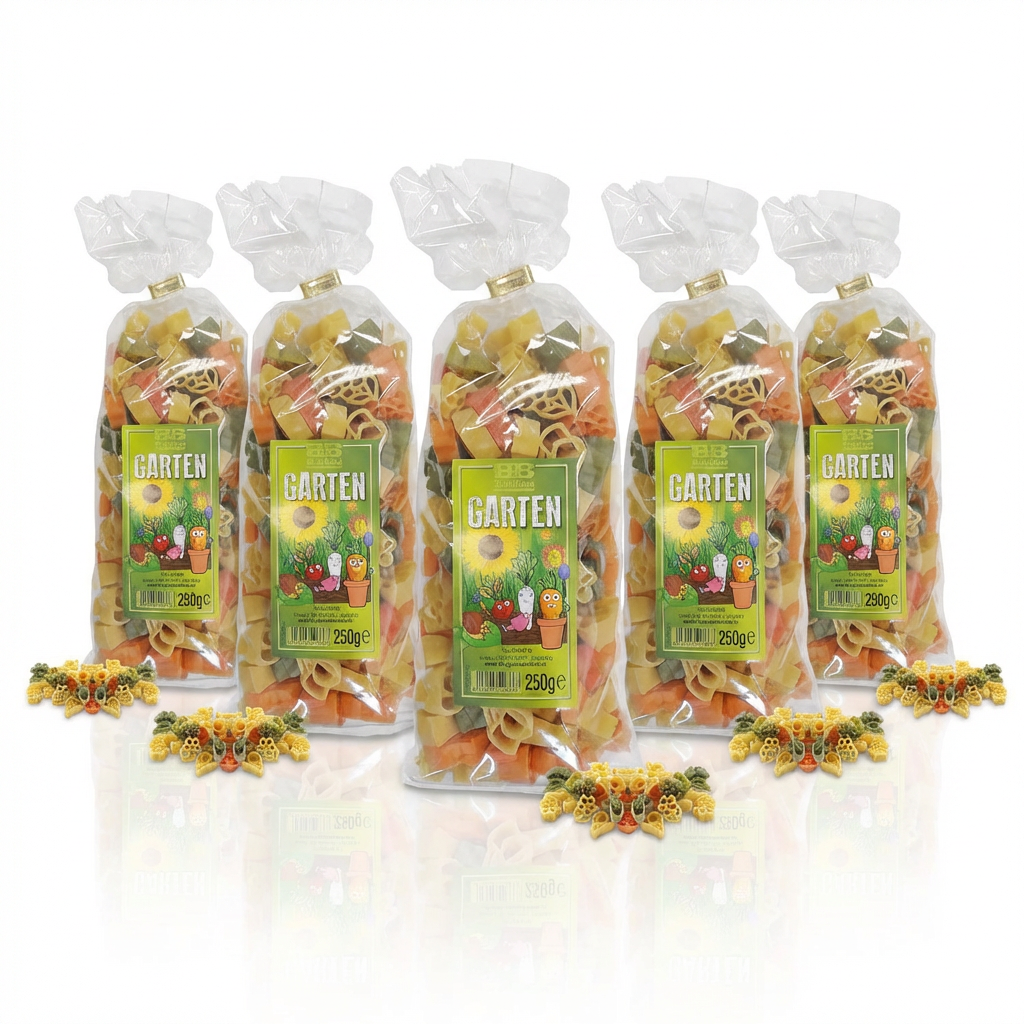 5 x Pasta mit Garten-Motiv