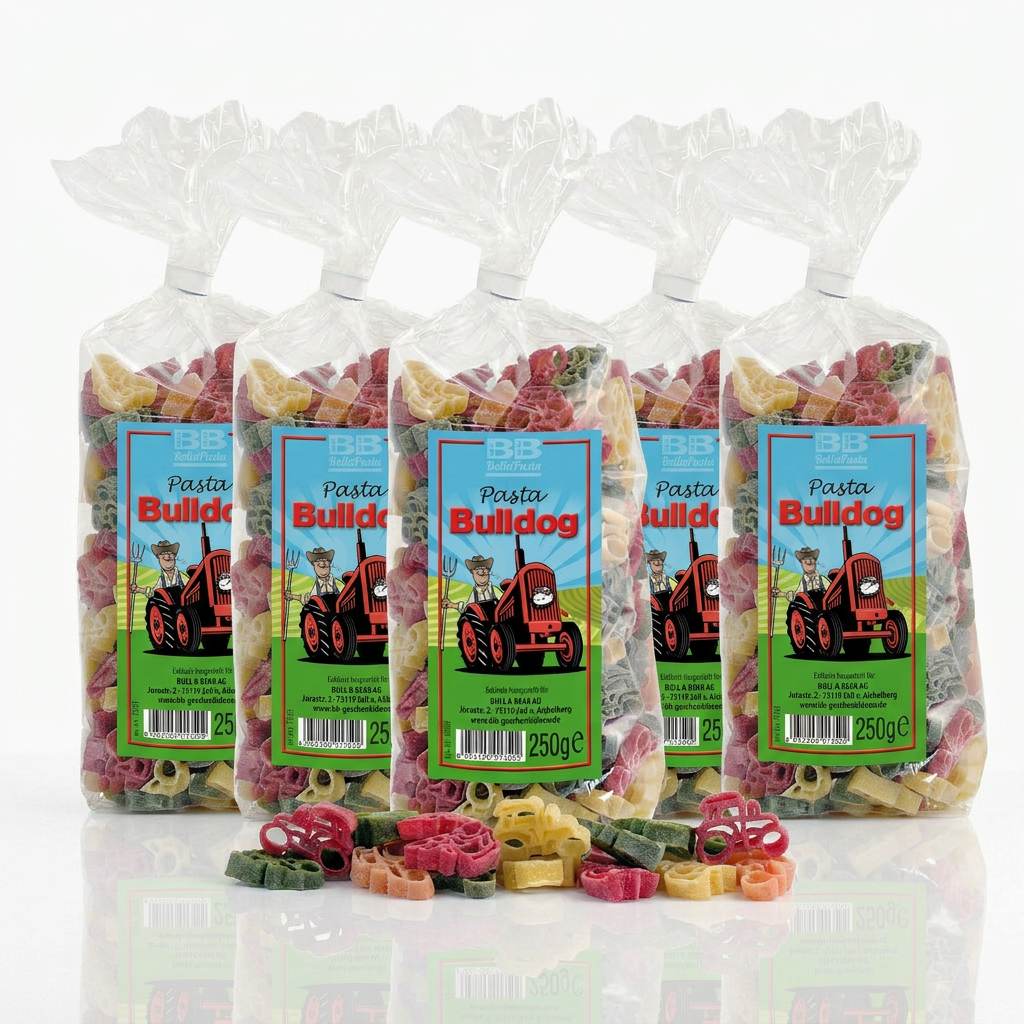 5er Set Motivnudeln Traktor "Bulldog"