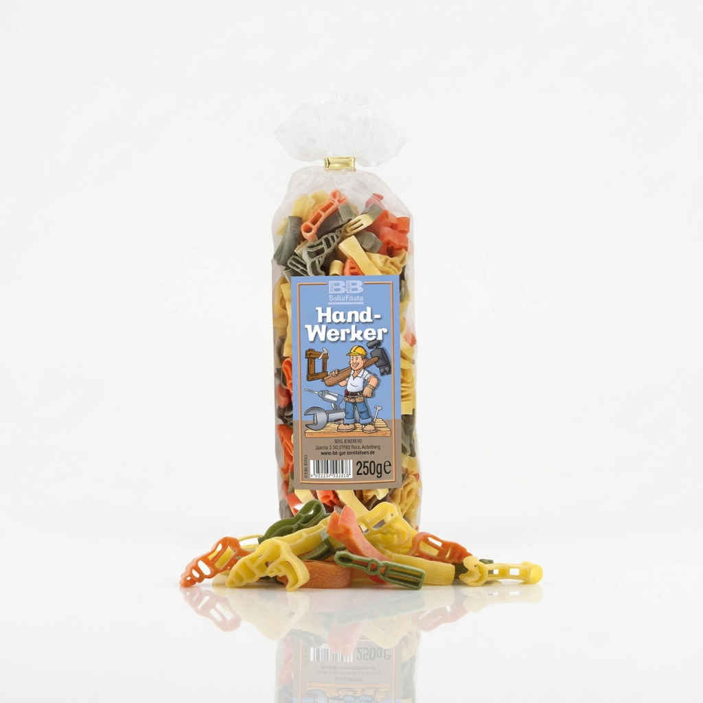 Pasta mit Handwerker-Motiv