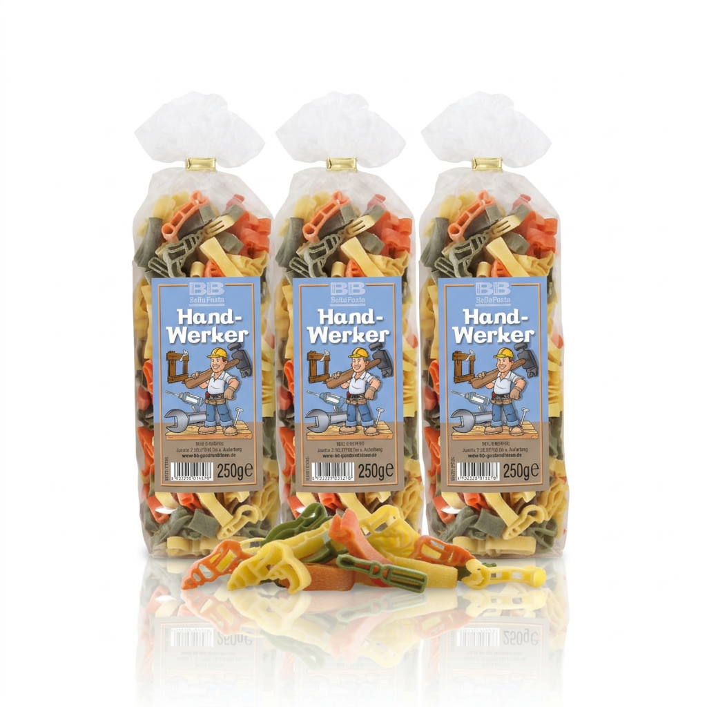 3 x Pasta mit Handwerker-Motiv
