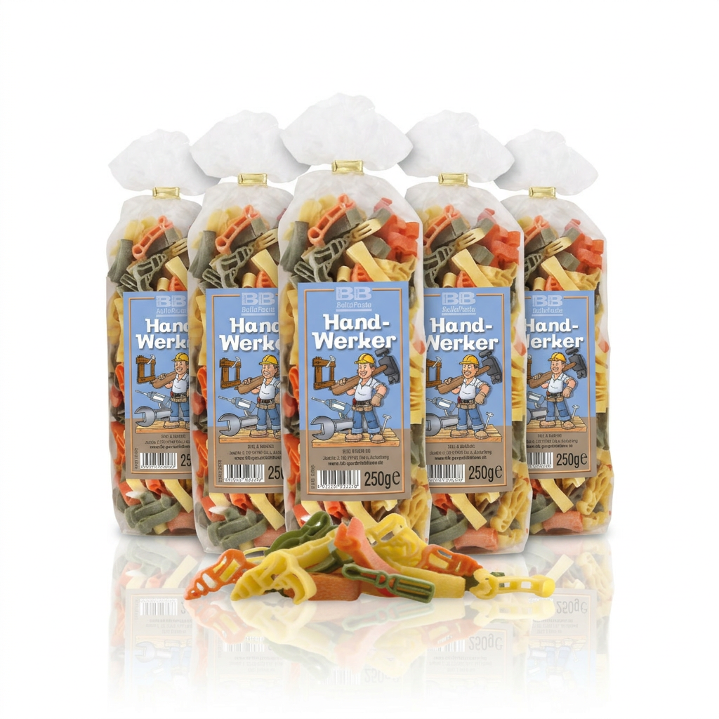 5 x Pasta mit Handwerker-Motiv