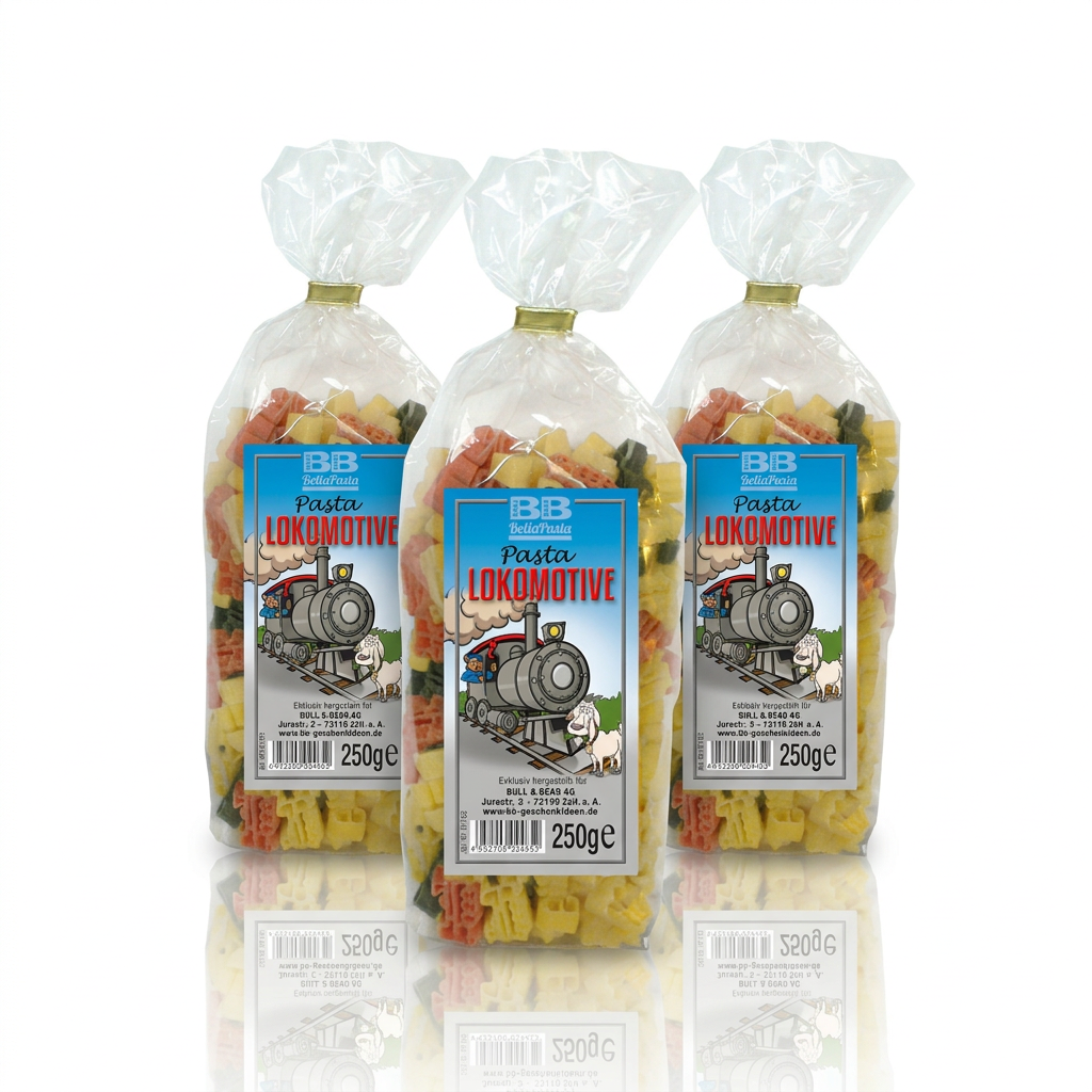 Motivnudeln Lokomotive, Zug 3er Set