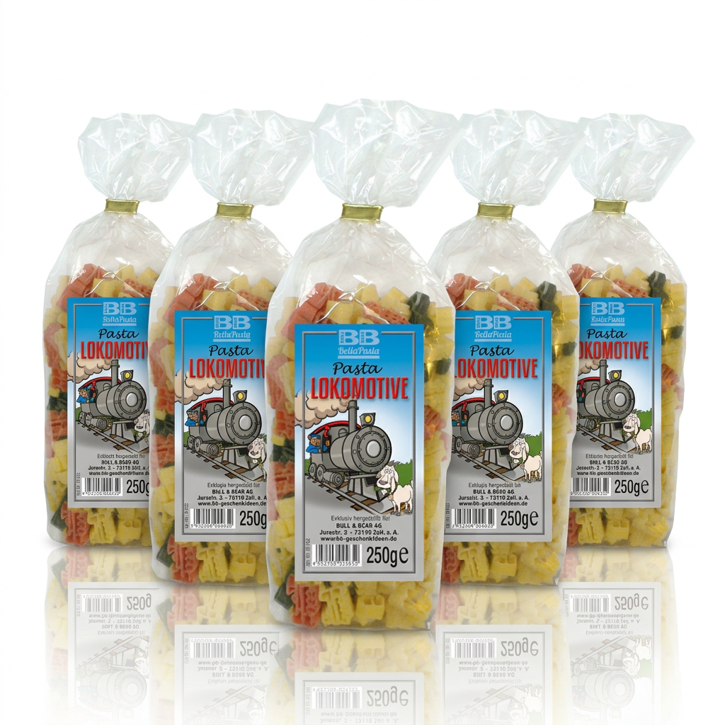 Motivnudeln Lokomotive, Zug, 5er Set