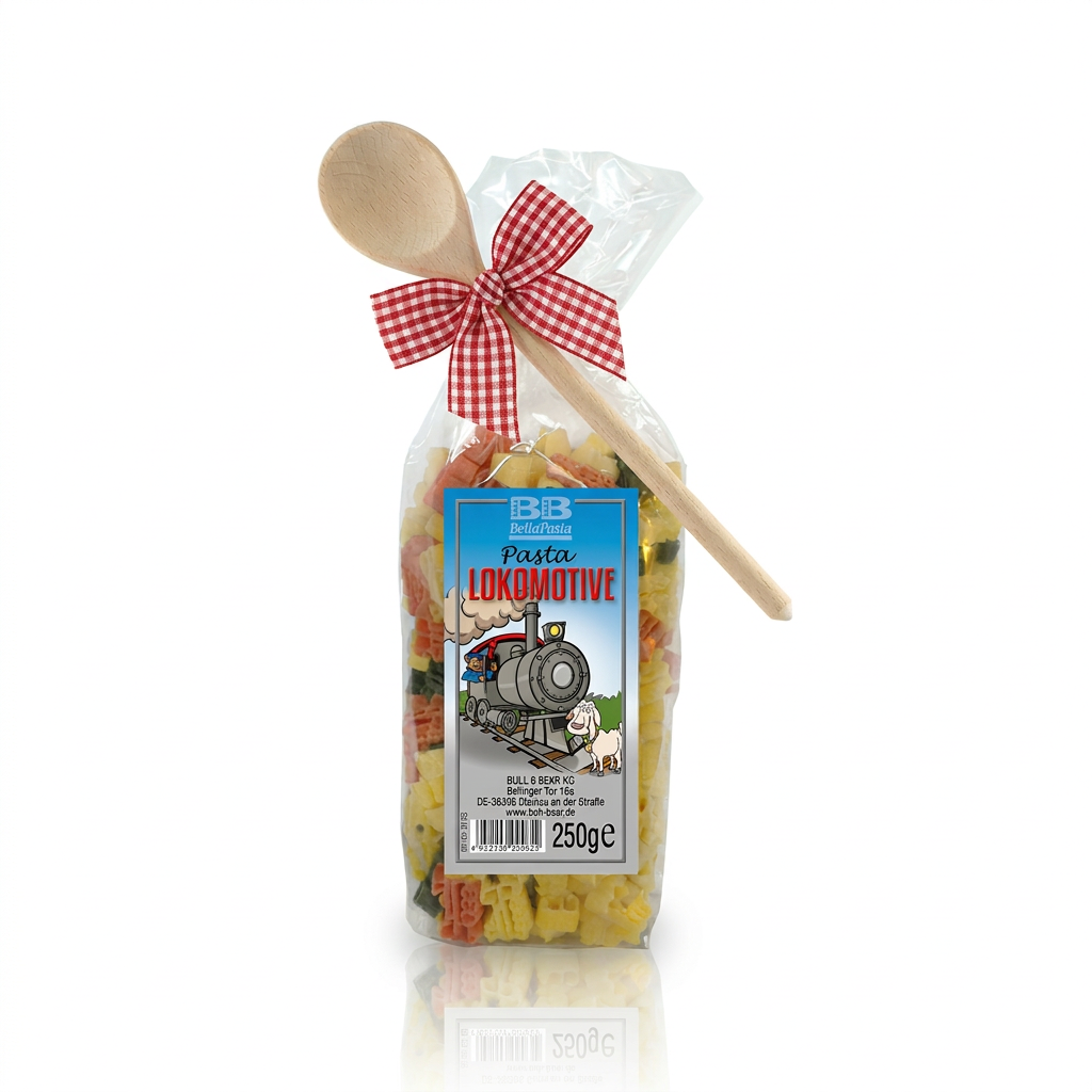 Motivnudeln Lokomotive, Zug mit kochlöffel