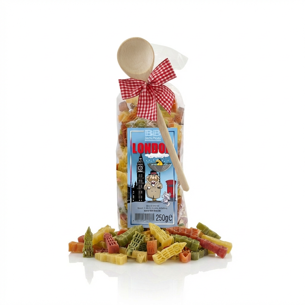 Motivnudeln London Big Ben mit Kochlöffel