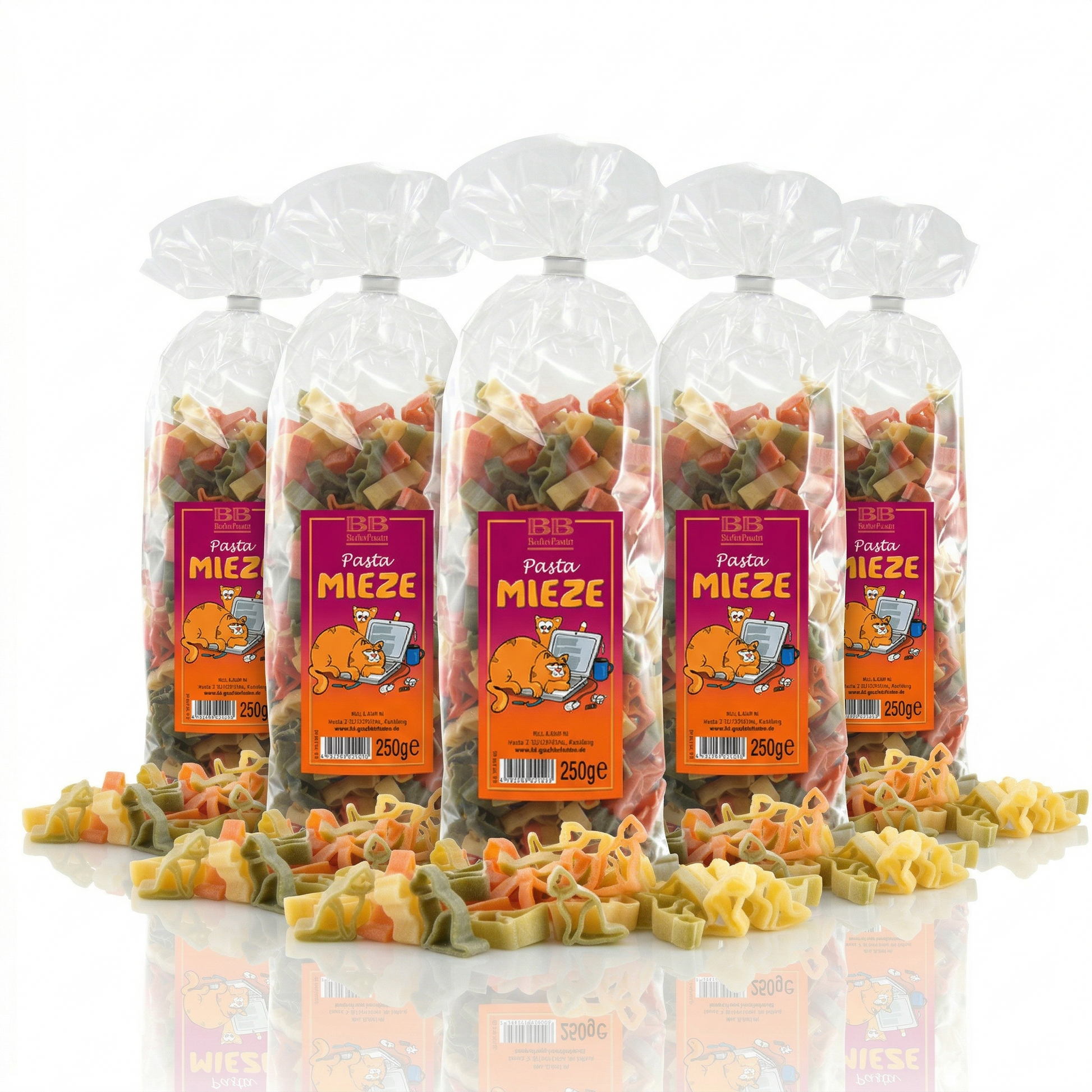 5er Set Motivnudeln Katze