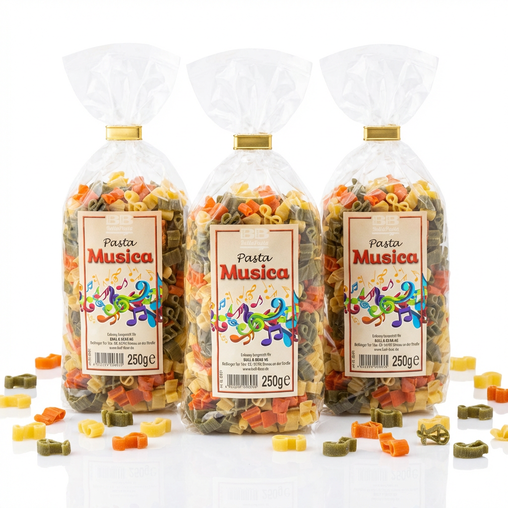 3 x Pasta mit Musik-Motiv