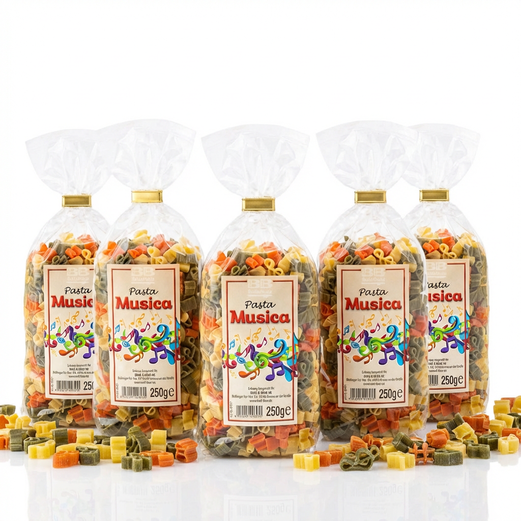 5 x Pasta mit Musik-Motiv