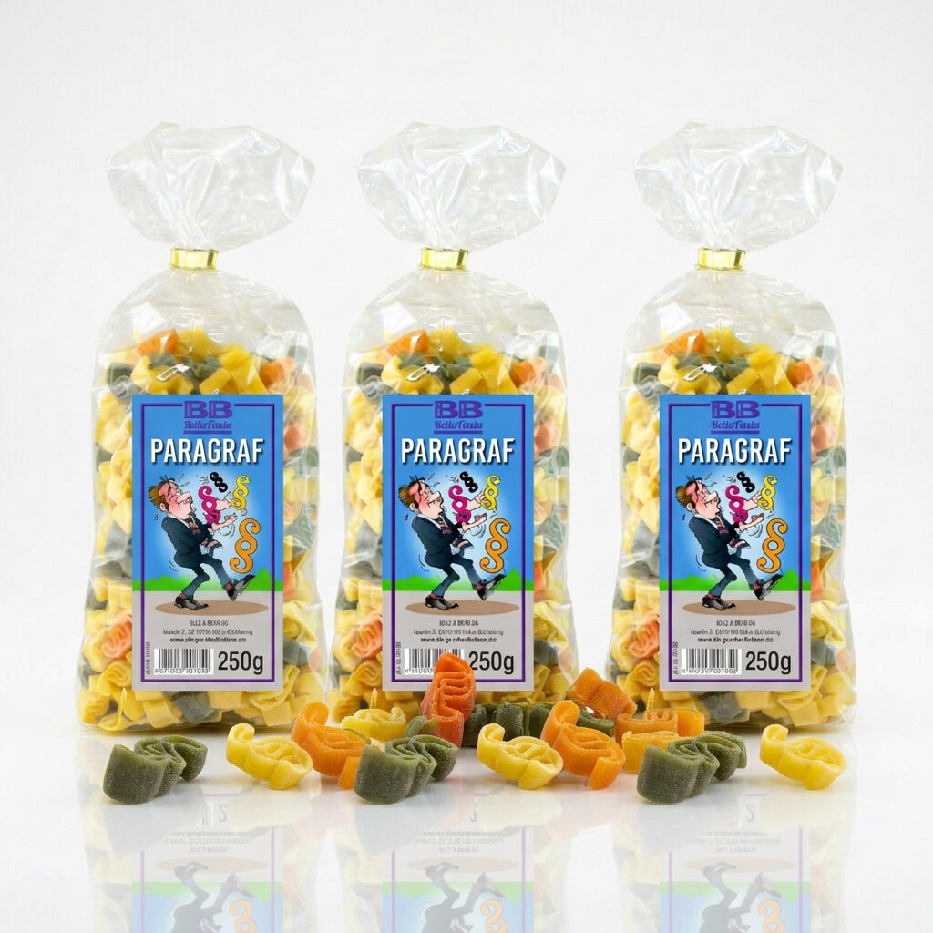 3 x Pasta mit Paragraf-Motiven