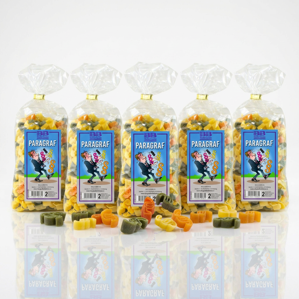 5 x Pasta mit Paragraf-Motiven