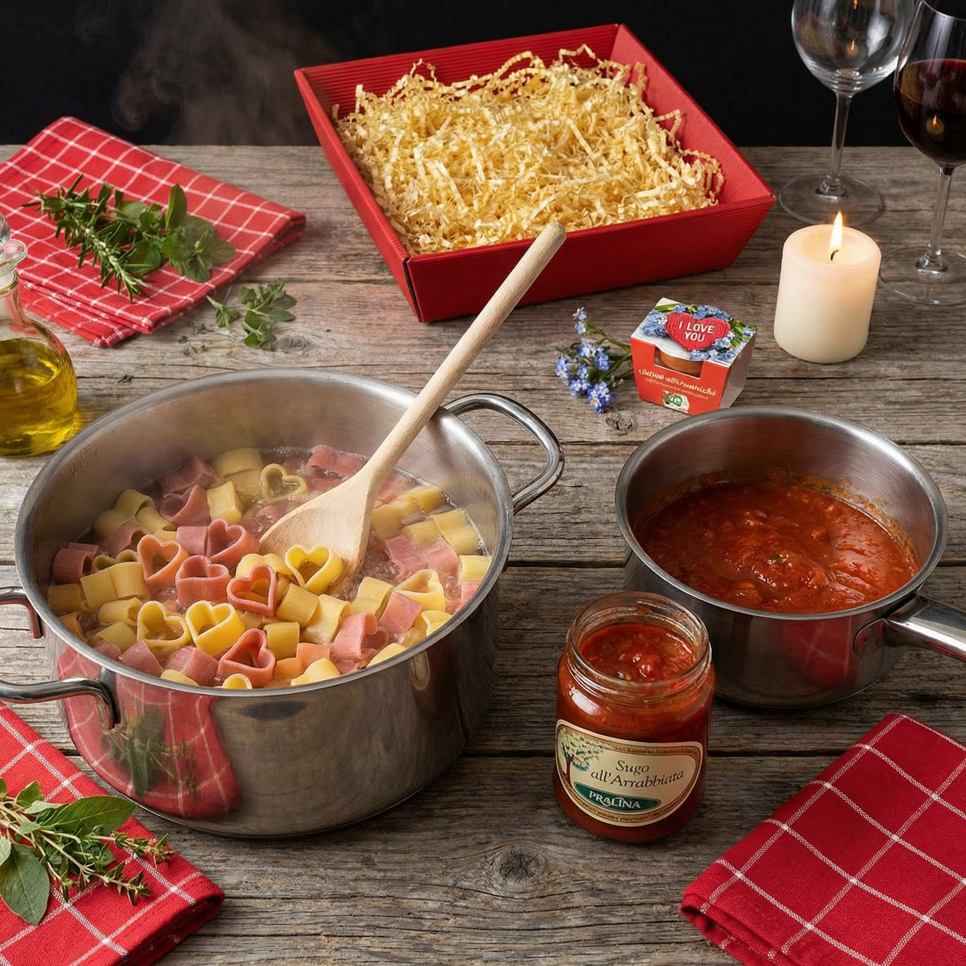 Nudeltopf mit Motivpasta in Herzform